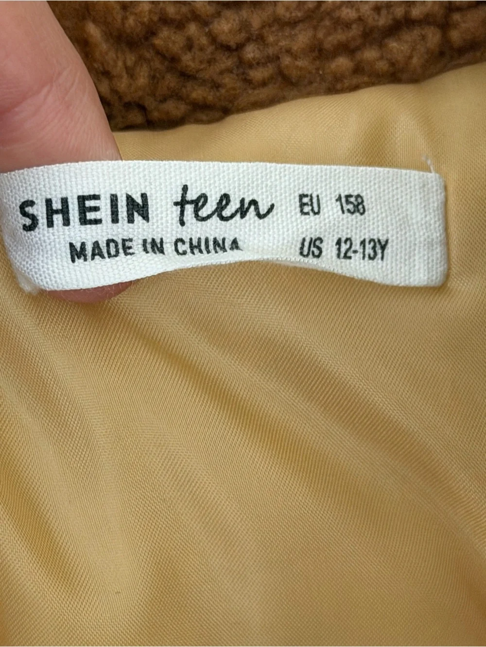 SHEIN Chestnut Brown Hooded Teddy Zip Jacket